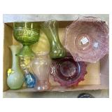 Pink Glass Bowl, Green Glass Vases, and More