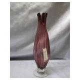 Vtg Amethyst Swung Glass Vase