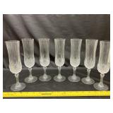 Vintage Set of 7 Glass Cups Crystal Champagne