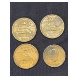 Qty 4, Vintage Coins, Mexico. 1943, 1944, 1944,