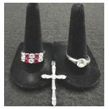 Qty 4 pcs.  3 Rings, 1 Cross