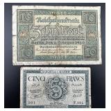 Vintage, 2 pcs. 1920 German 10 Mark Bank Note