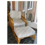 Vintage Lane Style Rattan Patio Chair and Ottoman