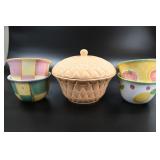 Porcelain Lidded Bowl and Pottery Barn Bowls