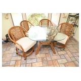 Rattan Breakfast Table and Four Chairs