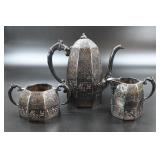 Vintage Ornate Silver Plate Tea Pot Set