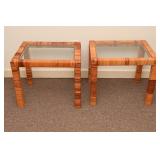 Wood and Glass Side Tables