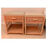 Vintage Wicker Night Stands w/ Glass Top