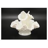 Fenton Milk Glass Hobnail Epergne Vase