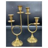 (2) Double Horn Candlestick holders