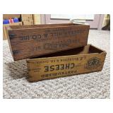 Antique Cast Iron Flat Iron, (2) wooden cheese box