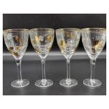 (4) Toscany Hand Blown Etched Wine Glasses