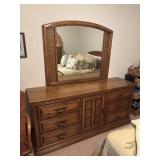 6 Drawer Wooden Dresser with Mirror