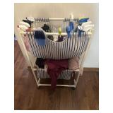 Rolling laundry cart with cleaning supplies