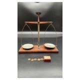 Vintage Apothecary Scale And Brass Coin Dram