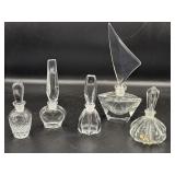 5 Crystal Glass Perfume Bottles