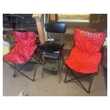 Cosco kitchen stool and 2 lawn chairs