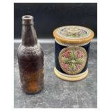 Bavarian Majolica pottery tobacco jar with a lid