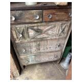 Wooden dresser used for shed storage