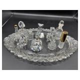 Decorative glass tray/ perfume bottles