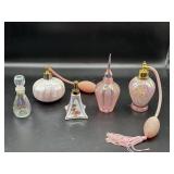 Pink porcelain/ glass perfume bottles