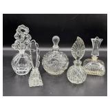 5 Crystal/ Glass perfume bottles