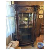 Victorian Gargoyle Wood, Engraved China Cabinet