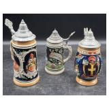 3 western Germany signed lidded beer steins