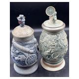 2 Avon lidded Beer Steins  space/ new world