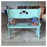 Small decorative garden bench with (2) handcrafted birdhouses