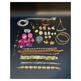 Fine grouping of costume jewelry…..copper bracelets, both pierced and clip-earrings, bangles and more