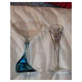 Bombay Sapphire Martini Gin Glass and crystal small Taper Candle holder