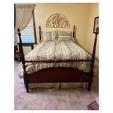 Cherry finish 4-poster bed with 4/6 Plush Pillow Top Corsicana Mattress and box springs…..includes all bedding…..