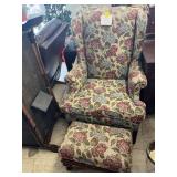 Hydrangea wing back chair with ottoman