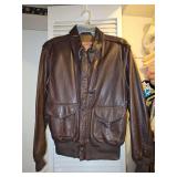 US Air Force brown leather bomber jacket size 42R