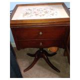 Antique sewing cabinet with one drawer and lift off tray.