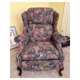 Norwalk Furniture manual recliner with floral upholstery…..works as it should…..missing one arm cover