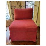 Norwalk Furniture armless side chair with coral tweed fabric…..26-1/2 x 20-1/4 x 19 tall