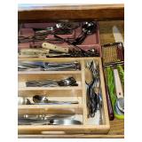 Contents of 2 kitchen drawers…..lots of miscellaneous flatware and other utensils/knives (see all pics)