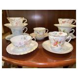 Matched and mismatched porcelain cups/saucers plus (5) plates (please see all pics) o