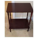 Mahogany look side table, two tier, 23.5" X 18" X 13"