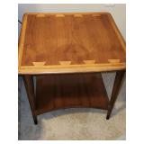 1960s MCM Lane Acclaim side table with dove tail and bottom shelf