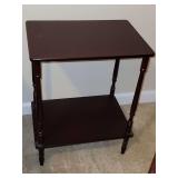 Mahogany look side table, two tier, 23.5" X 18" X 13"