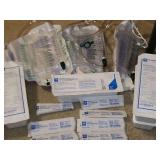 Medical supplies: 6 irrigation trays, Foley catheter insertion tray, 3 Foley drain bags, leg securing straps (3), 6 -10 ml Luer lock disposal syringes and 1 -3 ml