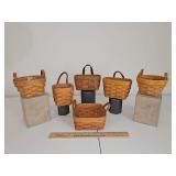 Group of Six(6) Longaberger Baskets w/Leather Strap Handles...