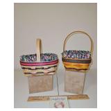 Two(2) NEW Longaberger Easter Baskets w/Cloth and Plastic Liners & One(1) Easter Bunny Tie-On SEE DESCRIPTION FOR DETAILS...