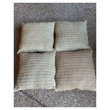 Set of 4 woven design beige throw pillows