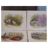 Seasonal plates I, II, III, and IV. Vintage prints by artists Larry Dodson