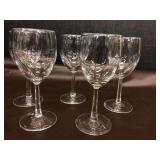 5 wine glasses. 7” H x 2.5” dia. 2.75” base.