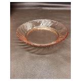 Vtg Forte￼ Crisa pink swirl glass 8” coupe or bowl plate. 1.5”H.